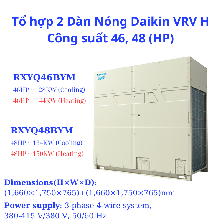 Tổ hợp 2 Dàn Nóng Daikin VRV H 48HP RXYQ48BYM